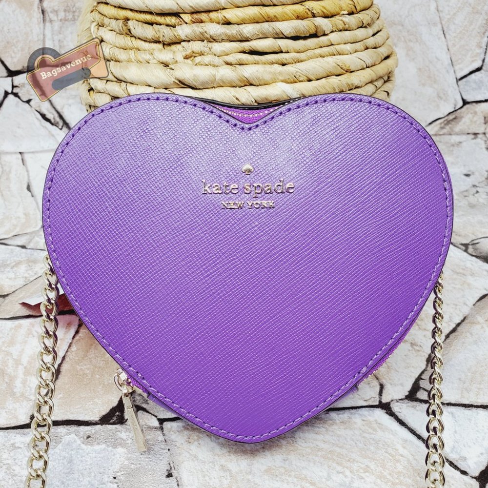 #bagsavenue fastship Love Shack Mini Heart Crossbody Bag Purse Purple Kate Spade